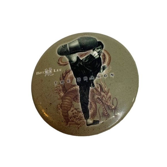 Set of 2 Bruce Lee Pinback Buttons "The Dragon" 1.75" Diameter - Picture 4 of 7